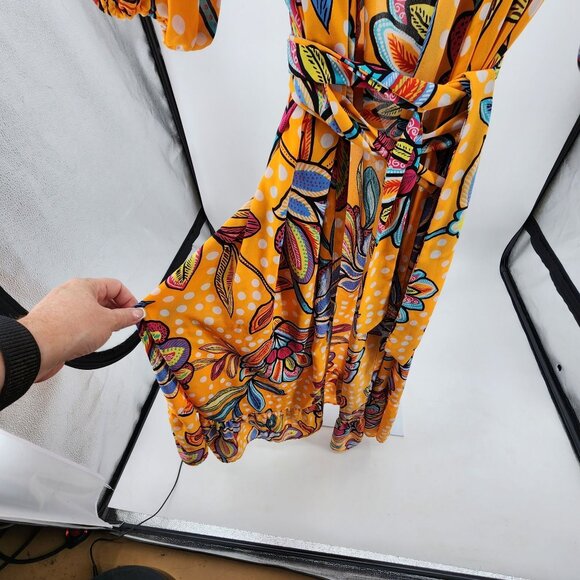 Tabitha Brown for Target Size 4X Womens Orange Floral Swim Cover Up Belted - Picture 7 of 11